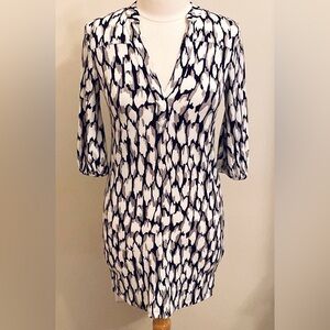 Banana Republic Petite Black Grey White Long Sleeve Career Mini Dress Size XXSP